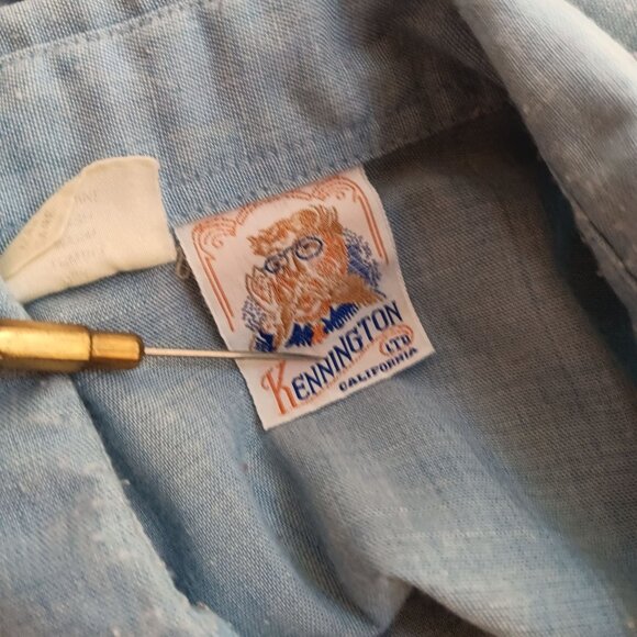 Vintage Kennington Blue Short Sleeve Shirt W/ Zippered Pockets & Button Details - Picture 7 of 8